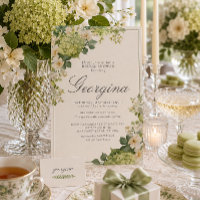 Green Hydrangea Floral Monogram Bridal Shower