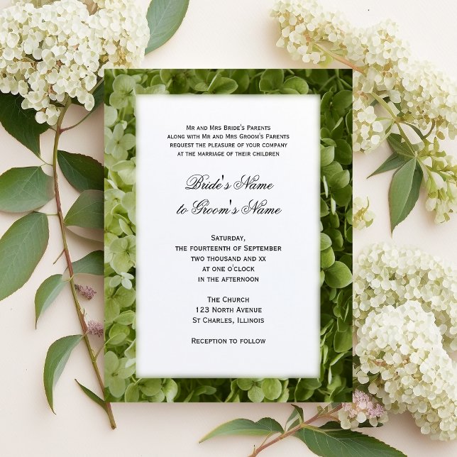 Green Hydrangea Floral Wedding Invitation (Creator Uploaded)