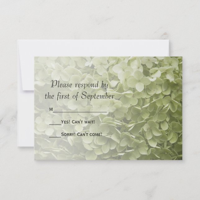 Green Hydrangea Floral Wedding RSVP (Front)