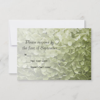 Green Hydrangea Floral Wedding RSVP Card