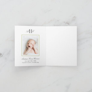 Green Hydrangea Flower Baby Shower Baby Photo Thank You Card