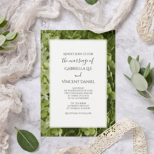 Green Hydrangea Flower Wedding Invitation (Creator Uploaded)