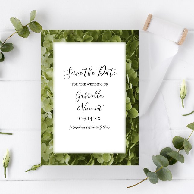 Green Hydrangea Flower Wedding Save the Date (Creator Uploaded)