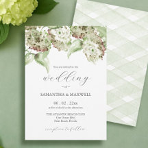 Green Hydrangea Informal Wedding Invitation