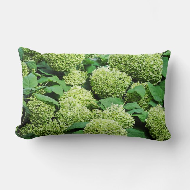 Green hydrangea lumbar cushion (Front)