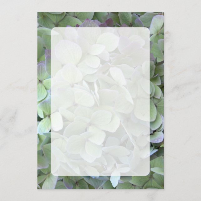 Green Hydrangea Wedding Fan Program Paper Programme (Front)