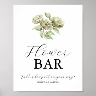 Green Hydrangea Wedding Flower Bar Signs