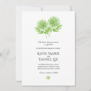 Green Hydrangea Wedding Invitation with Envelope *