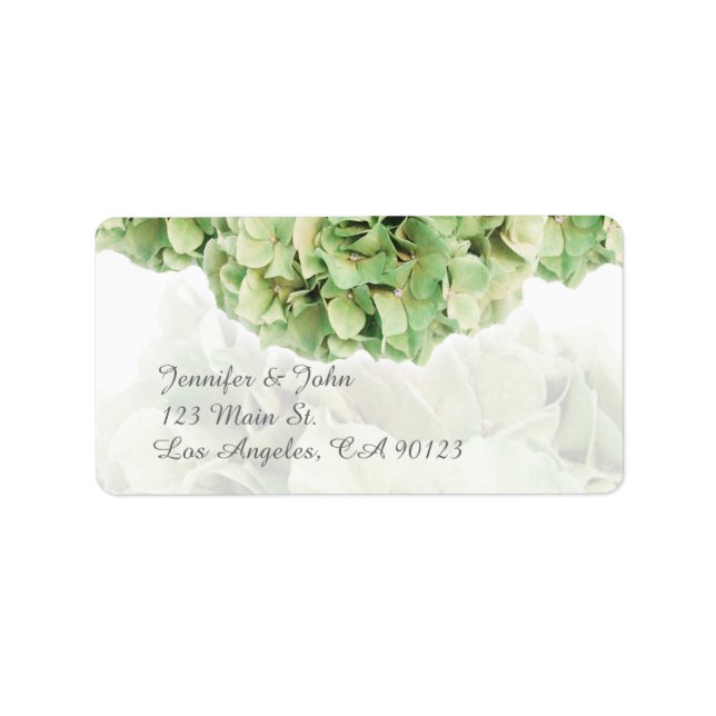 Green Hydrangea Wedding Return Address Labels (Front)