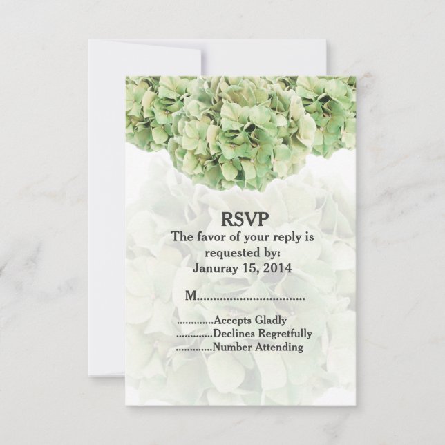 Green hydrangea wedding RSVP hydrangea2 Card (Front)