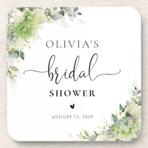 Green Hydrangeas Bridal Shower Coasters