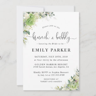 Green Hydrangeas Bridal Shower Invitation