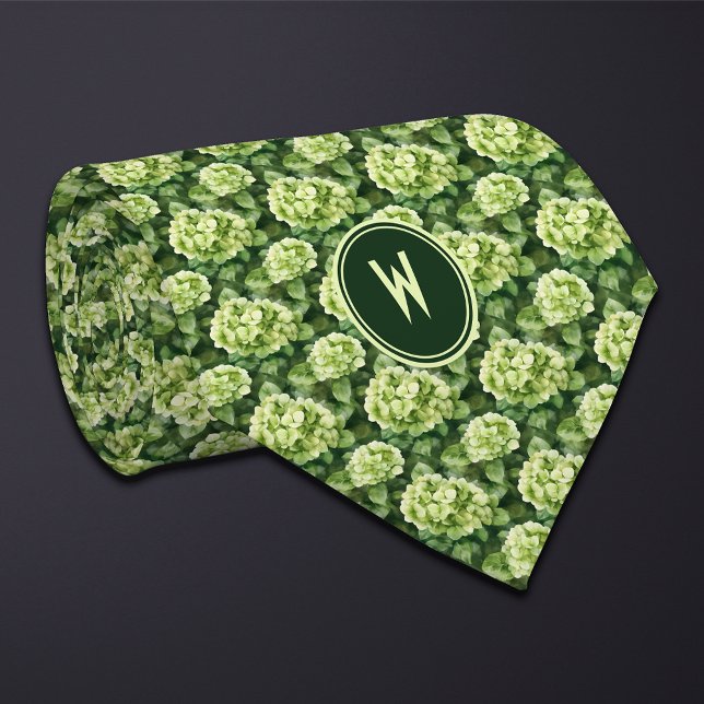 Green Hydrangeas Floral  Tie (Creator Uploaded)