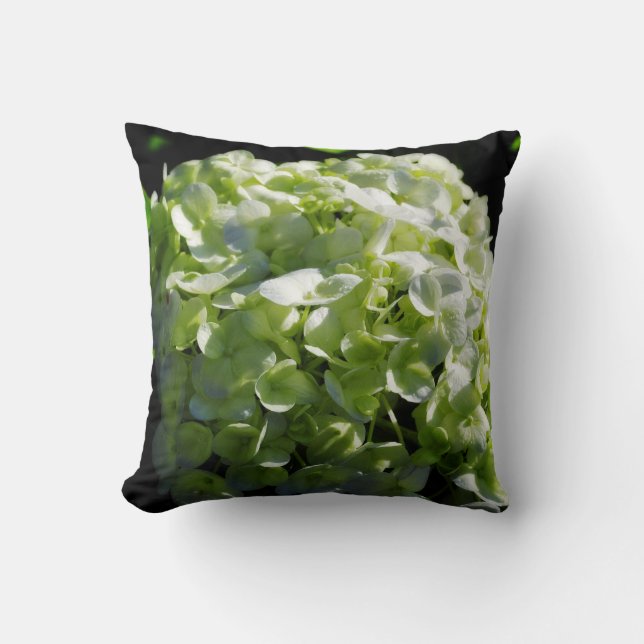 Green Hydrangeas Flowers Cushion (Front)