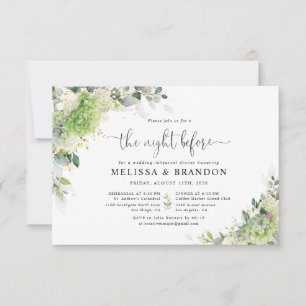 Green Hydrangeas Rehearsal Dinner Invitation