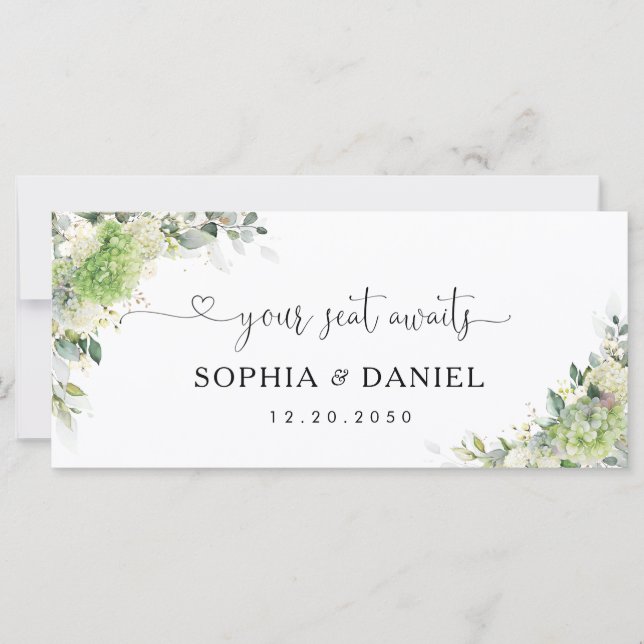 Green Hydrangeas Wedding Head Table Sign (Front)