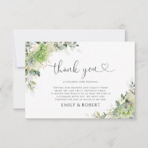 Green Hydrangeas Wedding Thank You Card