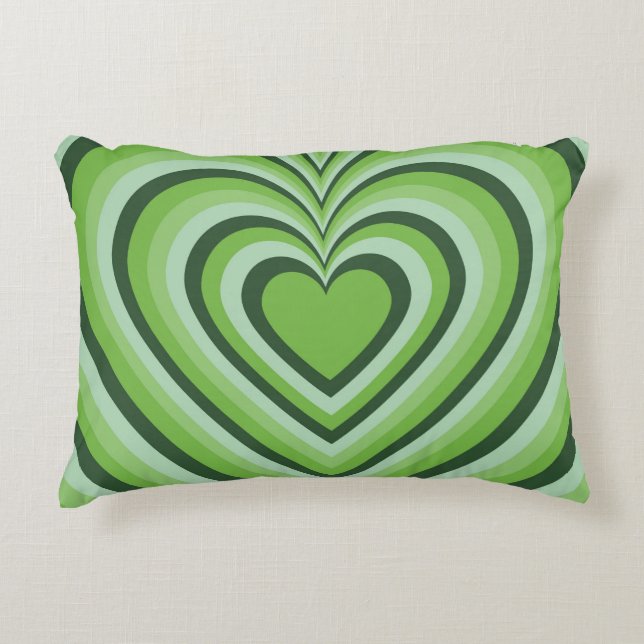 Green Hypnotic Heart Love Pattern Decorative Cushion (Front)