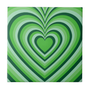 Green Hypnotic Heart Love Pattern Tile