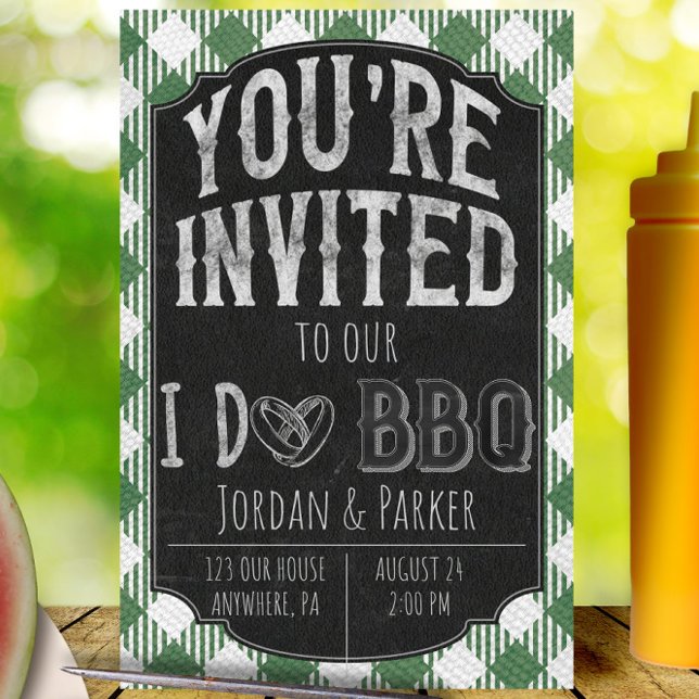 Green I Do BBQ Bridal & Wedding Shower Invitation (Creator Uploaded)