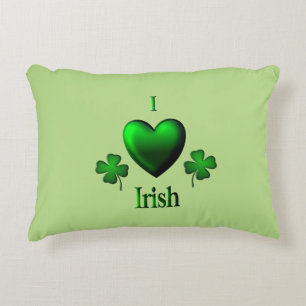 Green I Heart Irish Decorative Cushion