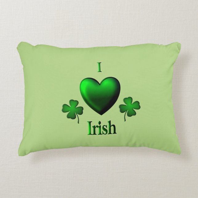 Green I Heart Irish Decorative Cushion (Front)