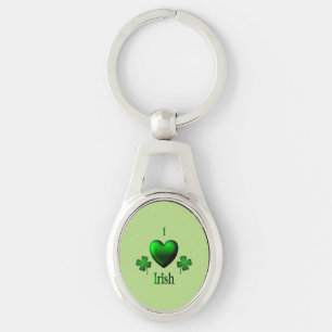 Green I Heart Irish Key Ring