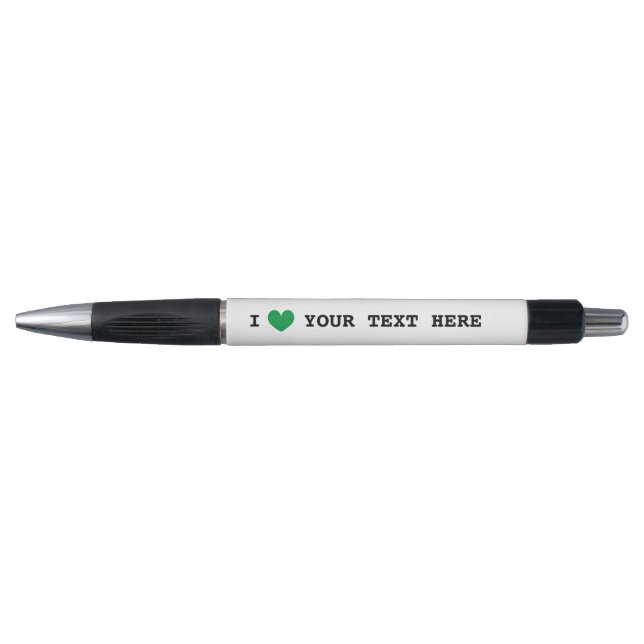 Green I heart promo pens with custom i love text (Front)