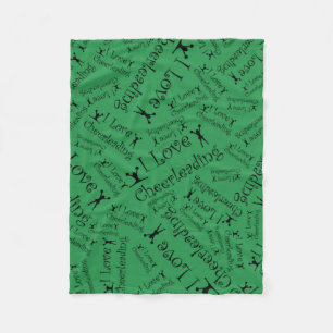 Green I love cheerleading Fleece Blanket