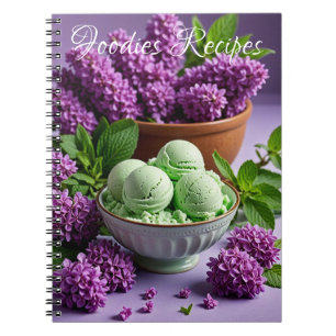 Green Ice Cream with Lilac Flowers Foodies Recipes Notebook