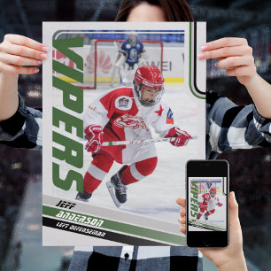 Green Ice Hockey Trading Card Poster