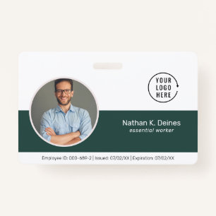 Green ID Employee Photo ID Company Security ID Badge