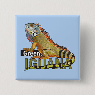 green iguana 15 cm square badge