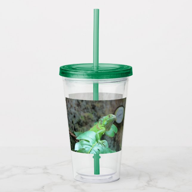 green iguana acrylic tumbler (Front)