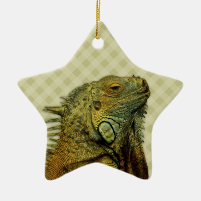 Green Iguana Ceramic Tree Decoration (Front)