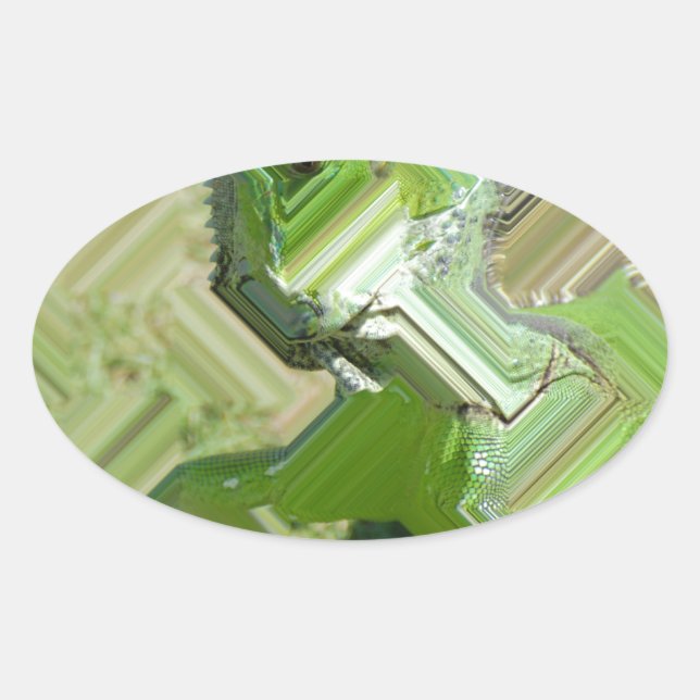 Green Iguana Oval Sticker (Front)