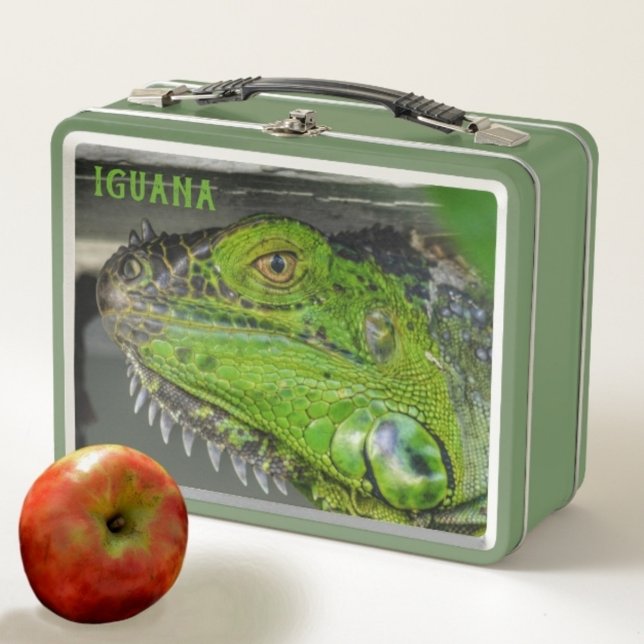 Green Iguana Photographic Closeup Lizard Metal Lunch Box (Creator Uploaded)
