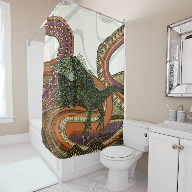 green iguana shower curtain (In Situ)
