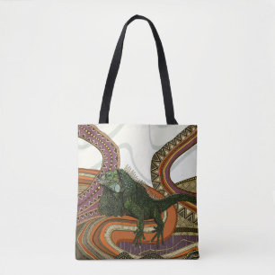 green iguana tote bag