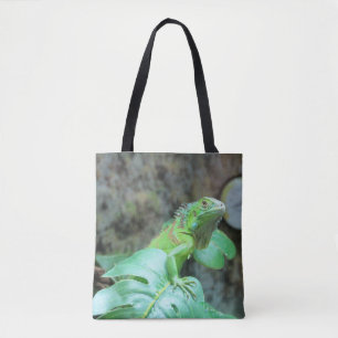 Green iguana tote bag
