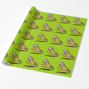green iguana wrapping paper