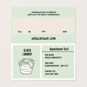 Green Illustration Laundry Basket Appointment Business Card