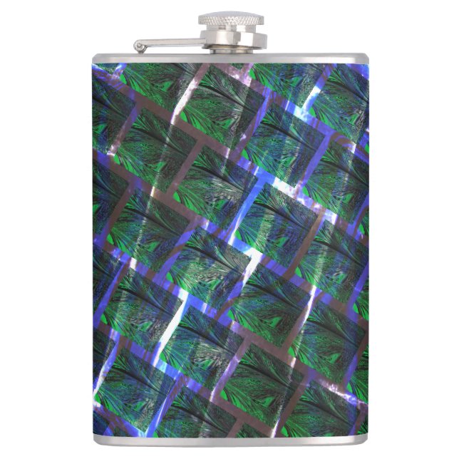 Green image background under floating grid? hip flask (Front)