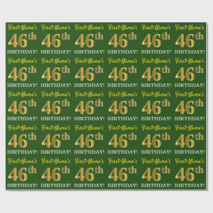 Green, Imitation Gold Look "46th BIRTHDAY" Wrapping Paper