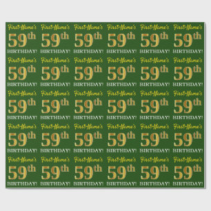Green, Imitation Gold Look "59th BIRTHDAY" Wrapping Paper