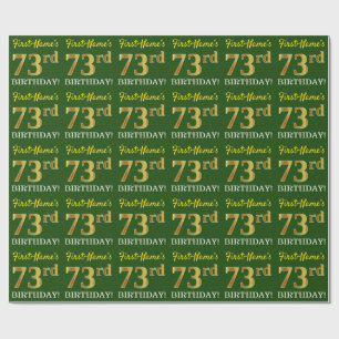 Green, Imitation Gold Look "73rd BIRTHDAY" Wrapping Paper