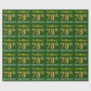 Green, Imitation Gold Look "78th BIRTHDAY" Wrapping Paper