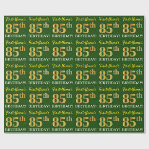 Green, Imitation Gold Look "85th BIRTHDAY" Wrapping Paper