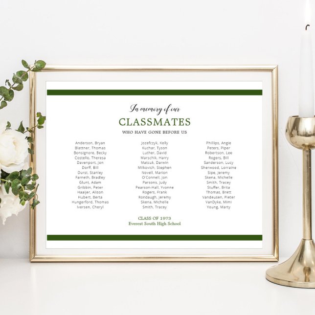Green In Memory Of Our Classmates School Reunion Poster (Creator Uploaded)