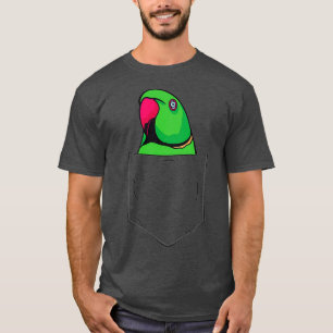 Green Indian Ringneck Parrot In Pocket Bird T-Shirt